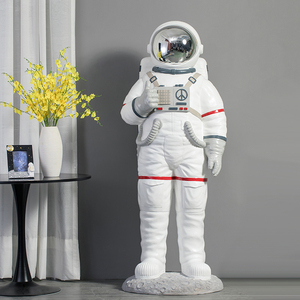 175cm太空落地宇航员玻璃钢电镀面罩广场酒店餐厅样板装饰大摆件