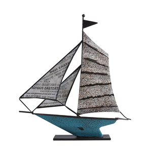 美式复古铁艺帆船模型摆件一帆风顺现代客厅玄关酒柜样板间装饰船