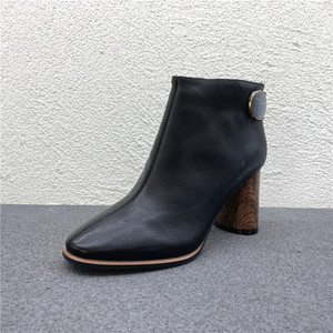 撤柜断码处理2021新款真皮女靴薄棉尖头瘦瘦网红时尚高跟时装靴女