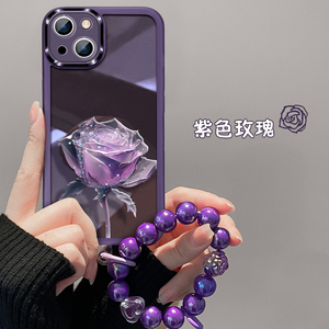 紫色玫瑰花适用VIVOS17手机壳x90/x80/x70pro新款x60自带镜头膜s15/s12/s10保护套s7t个性y78+创意iqoo11/10