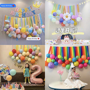 宝宝周岁儿童生日快乐派对气球装饰场景布置女孩背景墙party用品