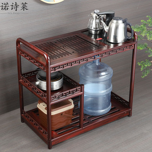 红酸枝红木实木移动茶车茶桌泡茶台中式茶边柜功夫茶桌柜简约茶柜