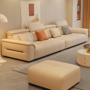 柏丝纳奶油风布艺沙发组合现代简约小户型三人客厅直排猫抓皮沙发