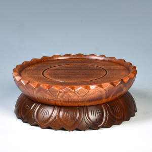 观音莲花台 佛像莲花底座佛台圆形实木 菩萨佛底座木雕工艺品摆件