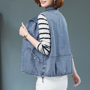 牛仔马夹女薄款夏季2022新款韩版宽松大码妈妈马甲背心工装外套潮