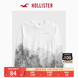 Hollister春夏美式情侣舒适图案圆领套头卫衣 男装女装 354516-1
