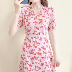 【粉色碎花连衣裙雪纺】粉色碎花连衣裙雪纺品牌,价格 - 阿里巴巴