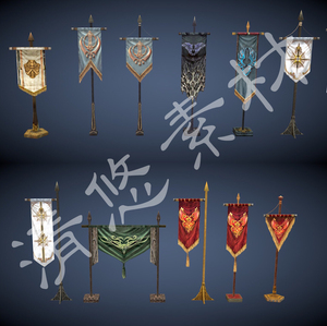 3dmax c4d模型 古代西方旗帜 旗子 战旗fbx格式 457