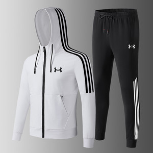 安德玛正品牌套装男秋冬加绒连帽卫衣开衫外套情侣健身运动服大码