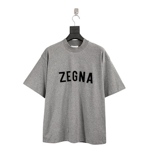 正确版 fog fear of god x 杰尼亚zegna 联名植绒大logo短袖t恤