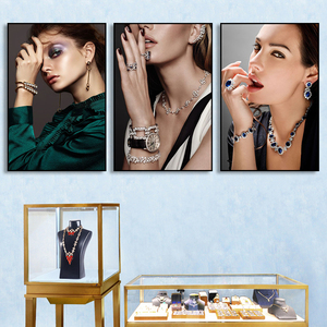 珠宝店装饰画大牌卧室房间女士首饰挂画奢侈品饰品店珠宝专柜壁画
