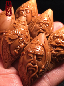 【五虎上将】2.25-2.3*4.3纯手工精雕刻 苏工橄榄核雕 橄榄胡手串