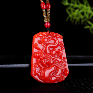 雪柠檬98淘宝精品推荐霸气桂林鸡血玉石无事龙牌吊