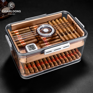 茄龙乐扣雪茄盒密封醇养透明雪茄保湿盒内置湿度计CLA-23B0001a