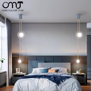轻奢卧室床头吊灯北欧简约后现代创意电视背景墙极简双头长条吊灯