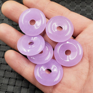 新款天然玉石紫罗兰平安扣挂件紫色石英岩玉平安扣吊坠玉钱平安扣