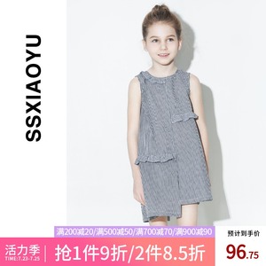 时尚小鱼童装连衣裙无袖夏装中大女孩洋气韩版时髦休闲公主风裙子