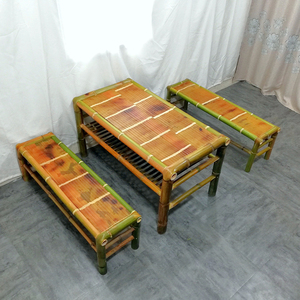厨房竹餐桌椅阳台竹椅子餐凳方餐桌组合快餐桌椅竹制手工竹编凳子
