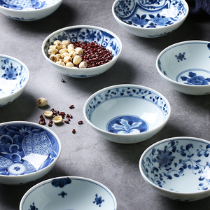 日本进口蓝凛堂陶瓷小饭碗小菜碗小钵 日式釉下彩餐具 复古花卉