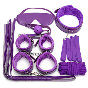 情趣用品SM毛绒7件套毛绒手铐皮鞭捆绑束缚套装性爱玩具互动道具