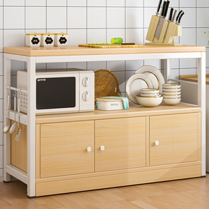 餐边柜客厅置物柜厨房一体式简易橱柜实木色家用多功能厨具灶台柜