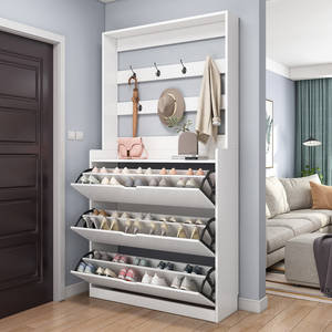翻斗鞋柜带衣帽架超薄家用进门口一体多功能大容量玄关省空间鞋架