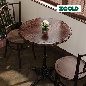 复古咖啡厅实木桌椅组合异形餐桌商用西餐厅椅子甜品小酒馆桌子