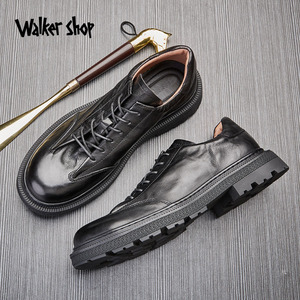 walkershop奥卡索奢侈品男鞋大牌商务系带皮鞋真皮厚底休闲英伦鞋
