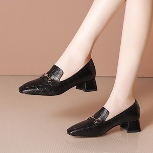 帝百丽鞋旗舰店女鞋真皮专柜正品女头层牛皮春款方头单鞋女士皮鞋