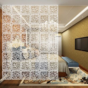 屏风隔断折屏挂屏时尚客厅简约现代中式雕花镂空玄关悬挂折叠式