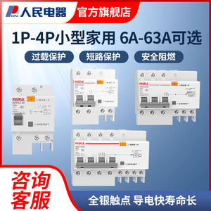 人民电器空气开关带漏电保护器32a空开2P63a三相电漏保家用断路器