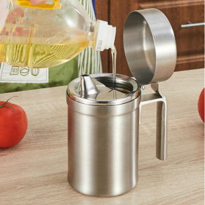 出口304不锈钢油壶厨房用品防漏防尘油桶带盖倒油瓶调味瓶子油桶