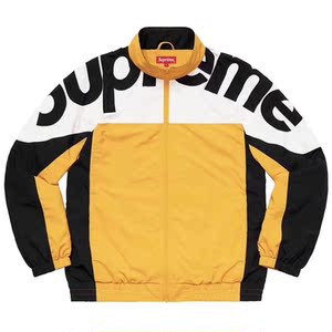 supreme19fw shoulder logotrack麒麟臂撞色拼接夹克校服男女外套