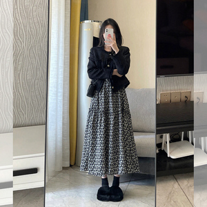 整套奶盐系高级感针织开衫碎花连衣裙子两件套装女贝梓婷旗舰店288