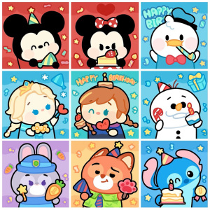 迪士尼松松总动员数字油画diy卡通动漫手绘丙烯油彩画手工装饰画