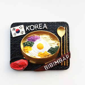 韩国创意旅游纪念装饰工艺品家居摆件立体韩式拌饭彩绘磁铁冰箱贴