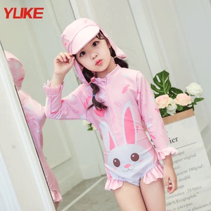 儿童泳衣女童连体三角小中大童婴儿可爱公主宝宝女孩防晒游泳装备