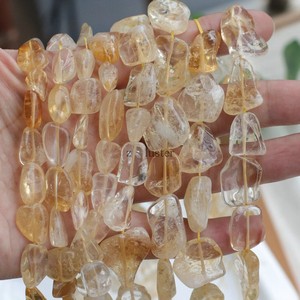 天然水晶半宝石 黄水晶不定形随形碎石 散珠串条  饰品diy配件