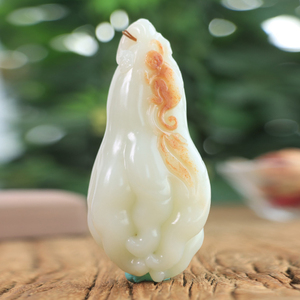 羊脂白玉籽料福寿瓜玉石手把件小摆件和田玉男款佛手瓜把玩件334g