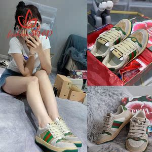 gucci/古驰21ss春夏款小脏鞋gg条纹复古做旧脏脏鞋男女情侣运动鞋