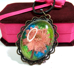 时光宝石底托送玻璃贴片皮绳压花押花配件diy毛衣链项链吊坠