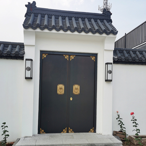 中式别墅大门双开铜门进户门农村庭院锌合金自建房仿古院子对开门