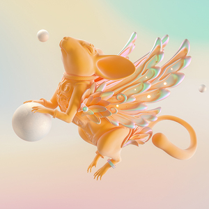 卡通动物老鼠飞天鼠角色带翅膀的c4d模型3d素材带材质贴图q702