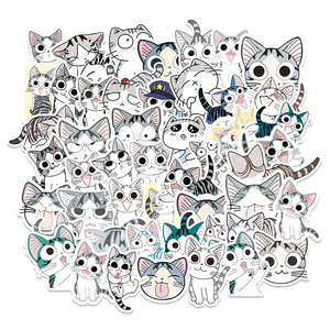 50张起司猫卡通贴纸可爱创意私房猫行李箱冰箱笔记本贴画手机贴纸