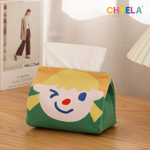 原创ins笑脸布艺纸巾盒儿童抽纸盒创意可爱diy个性定制做图案AI45