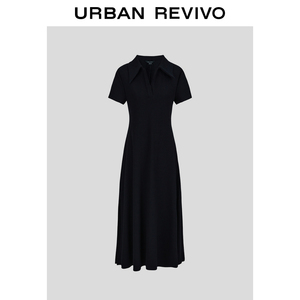 UR2024夏季新款女装时尚气质垂感开衩中长款连衣裙UWG740061