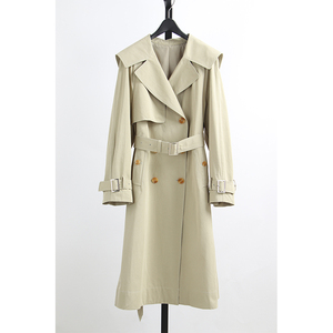 阿伟商贸秋季新韩国品牌女装休闲长款系腰带法式披肩宽松风衣外套