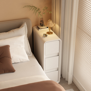 小户型床头柜夹缝卧室奶油风现代简约床边收纳柜超窄实木储物柜子