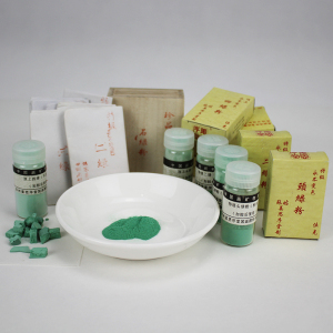 石绿色石青矿物质国画颜料专业水墨画青绿山水工笔画壁画专用颜色