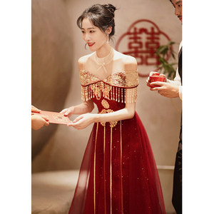 敬酒服新娘2024新款高级感夏季红色结婚新中式礼服裙秀禾服出阁女